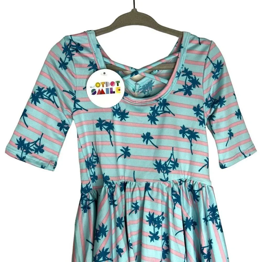 NEW Dot Dot Smile Blue Stripe Palm Tree Ballerina Dress 2T